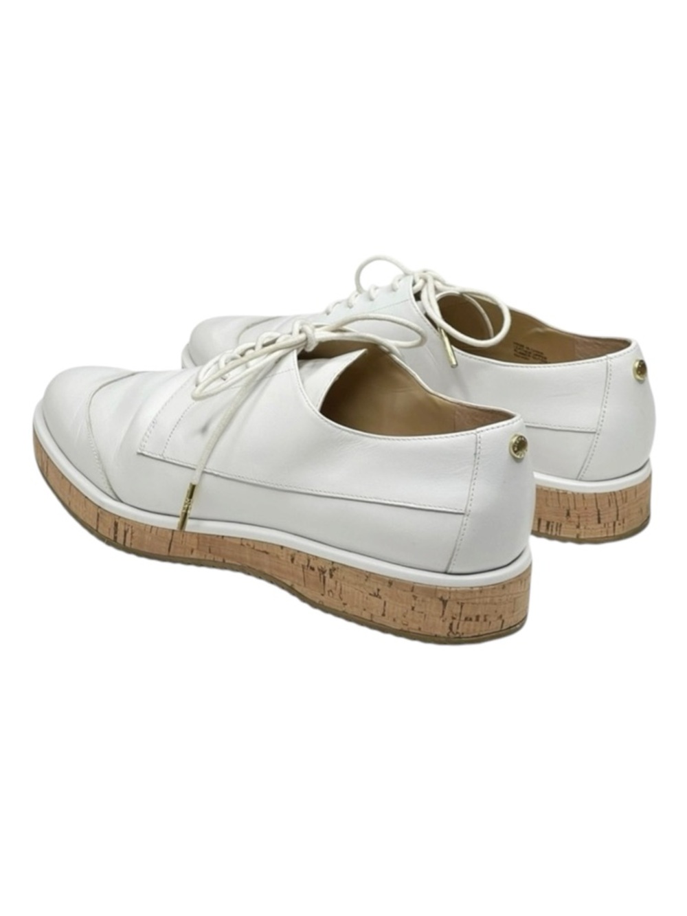 new Michael Kors ❁ Zane Leather Wingtip Cork Platform Espadrilles ❁ Optic White - Picture 5 of 16
